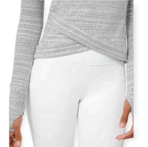 Lululemon Close to Crossing Long Sleeve *Rulu White Gray Stripe Jacquard 4 - Picture 5 of 16